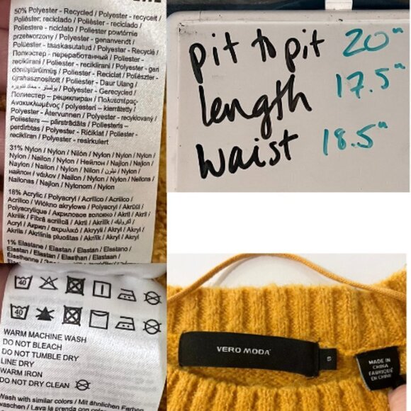 VERO MODA Yellow Fuzzy Front Seam Pullover Sweater Size S - Picture 9 of 14